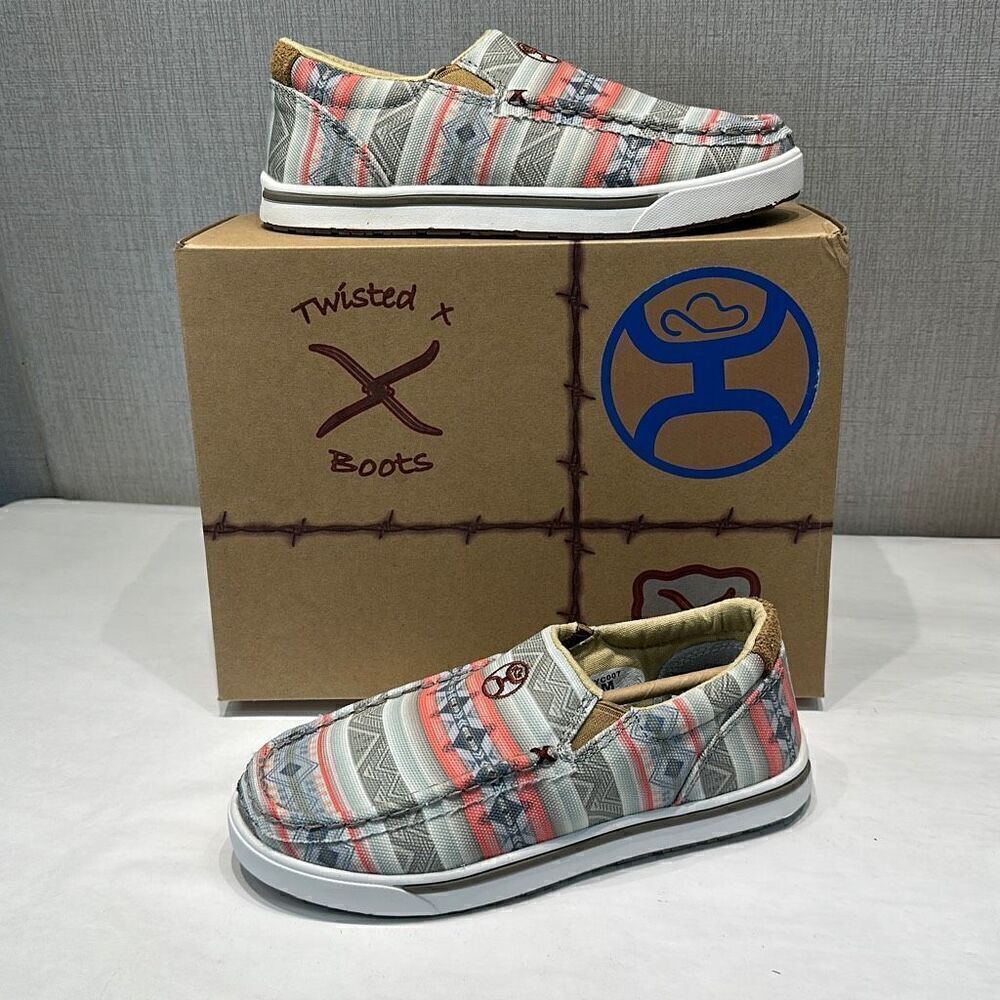 NEW Twisted X Hooey Slip-On Loper Shoes Kids Size 1.5 Pink Multi